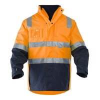 KingGee Mens 4 in 1 Waterproof Wet Weather Jacket Colour Orange/Navy Size 2XS