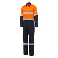 Hard Yakka Shieldtec Fr Hi-Visibility Two Tone Coverall With Fr Tape Colour Orange/Navy Size 77R