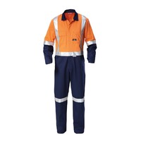 Hard Yakka Foundations Hi-Visibility Two Tone Cotton Drill Coverall With Tape Colour Orange/Navy Size 77R