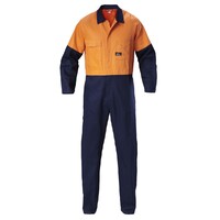 Hard Yakka Foundations Hi-Visibility Two Tone Cotton Drill Coverall Colour Orange/Navy Size 77R