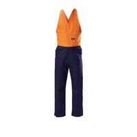 Hard Yakka Foundations Hi-Visibility Two Tone Cotton Drill Action Back Overall Colour Orange/Navy Size 77R