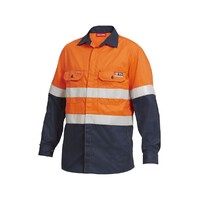 Hard Yakka Shieldtec Fr Hi-Visibility Two Tone Open Front Long Sleeve Shirt With Fr Tape Colour Orange/Navy Size S
