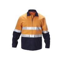 Hard Yakka Foundations Hi-Visibility Two Tone Cotton Drill Jacket With Tape Colour Orange/Navy Size S