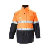 Hard Yakka Foundations Hi-Visibility 6 In 1 Two Tone Jacket With Tape Colour Orange/Navy Size XS