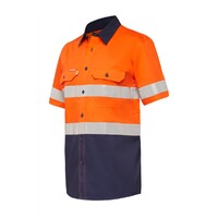 Hard Yakka Koolgear Hi-Visibility Two Tone Ventilated Short Sleeve Shirt With Tape Colour Orange/Navy Size S