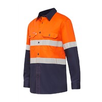 Hard Yakka Koolgear Hi-Visibility Two Tone Ventilated  Long Sleeve Shirt With Tape Colour Orange/Navy Size S