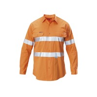 Hard Yakka Koolgear Hi-Visibility Cotton Twill Ventilated Shirt With Tape Long Sleeve