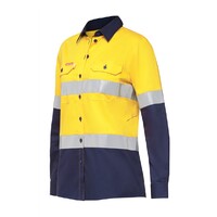 Hard Yakka Womens Koolgear Hi-Visibility Ventilated Long Sleeve Shirt With Tape Colour Yellow/Navy Size 8
