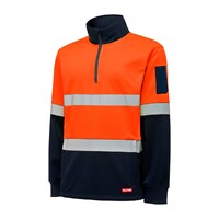 Hard Yakka Hi Vis 2Tone 1/4 Zip Brushed Fleece Jumper With Tape Colour Orange/Navy Size 2XS