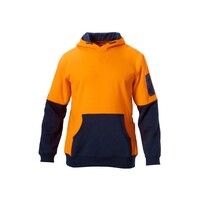 Hard Yakka Foundations Hi-Visibility Two Tone Brushed Fleece Hoodie Colour Orange/Navy Size XS