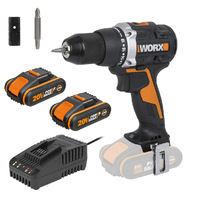 WORX 20V Cordless Brushless 13mm Drill Driver w/ 2x POWERSHARE 2Ah Batteries & 1x Charger - WX102.B