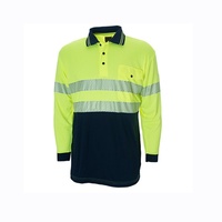 RETRO-POLO Reflective Hi-Viz Micromesh Polo Long Sleeve Yellow/Navy XS