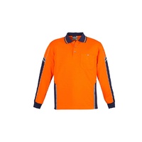 Syzmik Mens Hi Vis Squad L/S Polo Orange/Navy XS