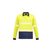 Syzmik Unisex Hi Vis Segmented L/S Polo Hoop Taped Yellow/Navy XXS