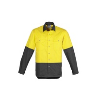 Syzmik Mens Hi Vis Spliced Industrial Shirt Yellow/Charcoal Small