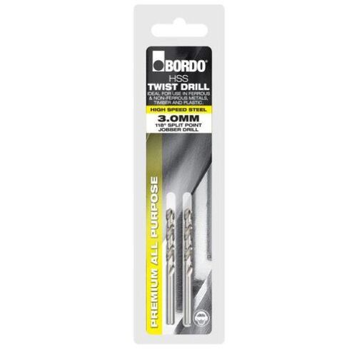 Bordo 2.90mm Bright HSS Jobber - 2Pk Clam 2007-2.90S
