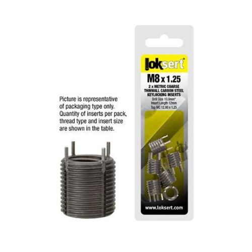 Loksert 1/2" x 13 UNC Carbon Steel Thin Wall Solid Insert 5Pk 3632-1/2TWP