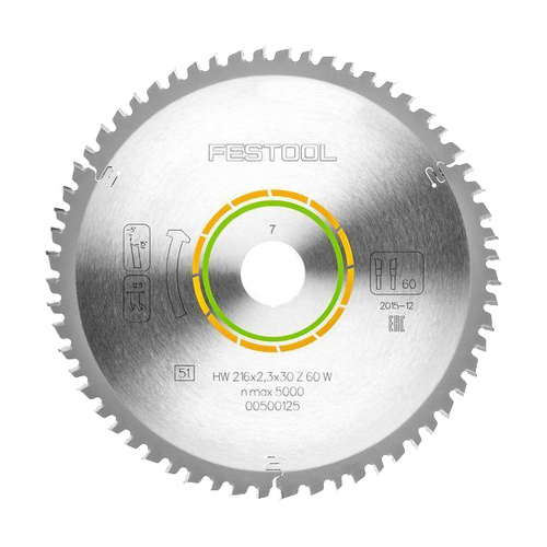 Festool Fine Tooth Saw Blade 216mm x 2.3 x 30mm 60 tooth (W60)
