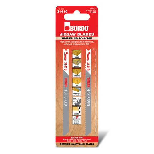 Bordo 100mm x 4.0T HCS Uni Shank High Speed Cut Jigsaw Blade - 2pk 7110-31410