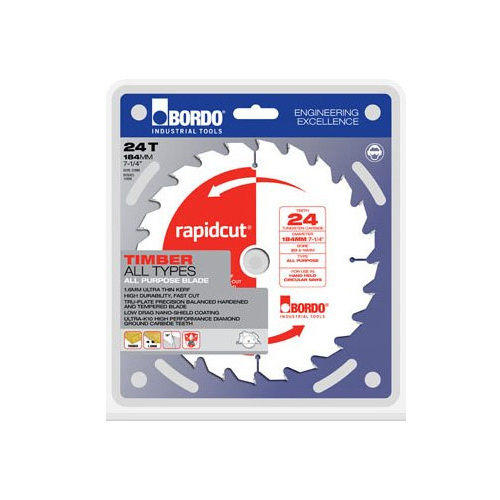 Bordo 184mm x 24T/40T/60T Rapidcut Thin Kerf Blade - 3pk 7452-184S3