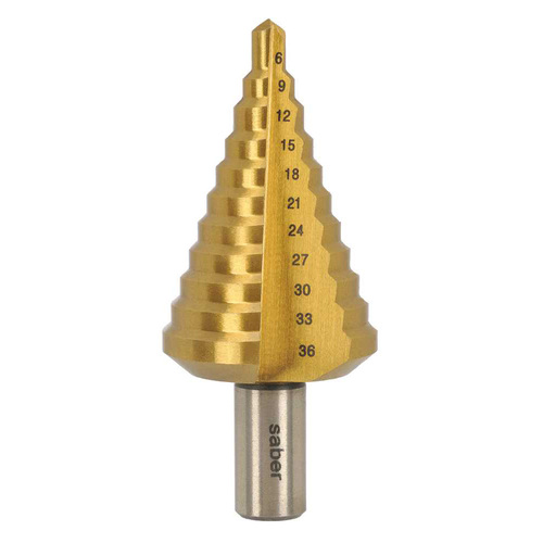 Saber 6 - 36mm HSS Straight Flute TiN Coated Step Drill 8030-M4