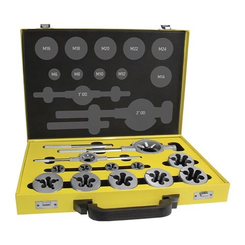 Alpha Die Set Metric Coarse Carbon M6-M24 12 Piece Metal Box ADSMCC6-24