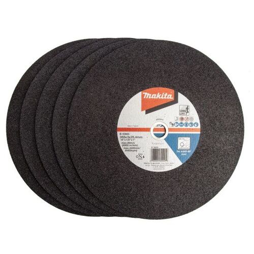 Makita 355mm x 3mm x 25.4mm Performance Metal Cut Off Wheel A36P-BF (5 Pack) B-10665-5