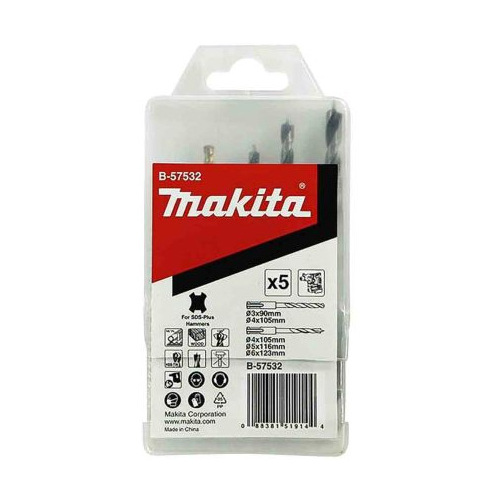 Makita 5 Piece SDS Plus Shank Drill Bit Set Assortment B-57532