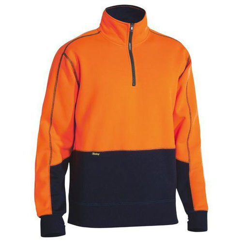 Hi Vis Fleece 1/4 Zip Pullover Orange/Navy Size XS