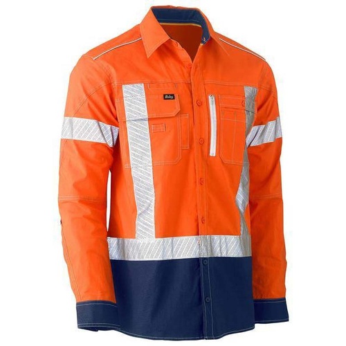 Flx & Move X Taped Hi Vis Utility Shirt Orange/Navy Size XS
