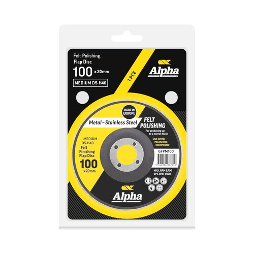 Alpha 100mm Felt Polishing Flap Disc Medium D5-H40 - Carded CGFPM100