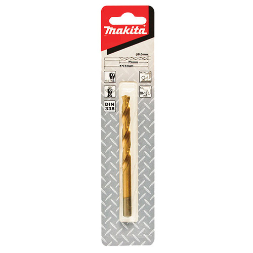 Makita 11mm x 142mm HSS-TiN Metal Drill Bit - Performance D-43848