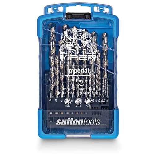 Sutton 1/16-1/2" Imperial HSS-Bright Jobber Drill Bit Set - VIPER - 29 Piece D105V3