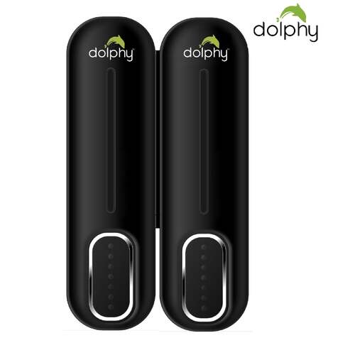 Dolphy multi compatible abs wall mount soap dispenser 300ml (pack of 2)- black