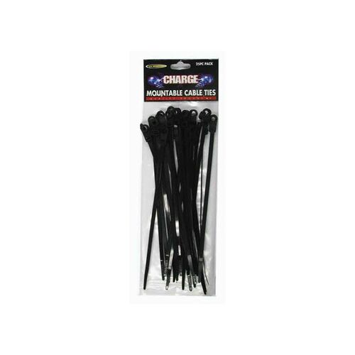 Charge Cable Tie Mountable 4.8X200mm 25Pc