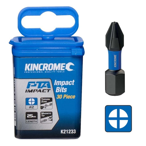 Kincrome Impact Bit Ph#2 25mm 30 Pack K21233