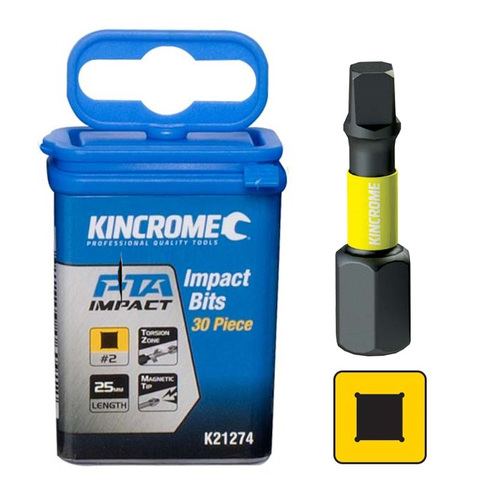 Kincrome Impact Bit Sq#2 25mm 30 Pack K21274