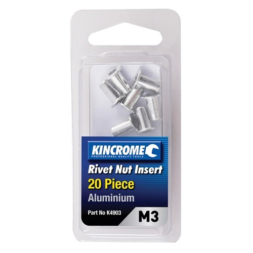 Kincrome Rivet Nut Insert Aluminium M3 20 Piece K4903