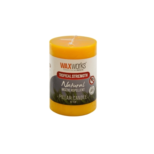 WaxWorks Tropical Strength Citronella Pillar Candle 10cm Color Gold