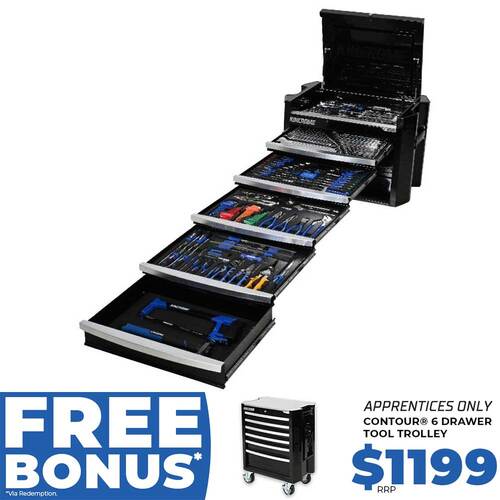 Kincrome 286 Piece 5 Drawer 29" CONTOUR Chest Tool Kit - Black P1820B