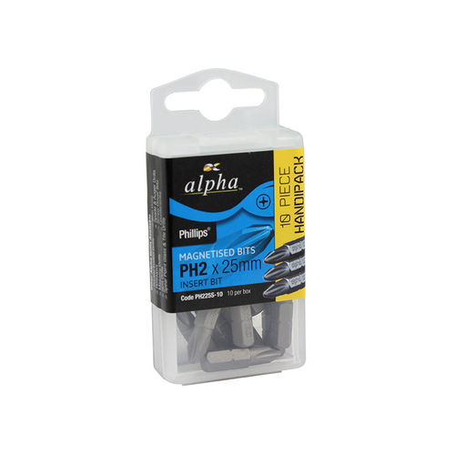Alpha Phillips PH2x25mm Insert Bits - 10 Pack PH225SH
