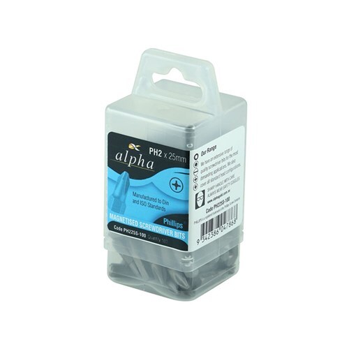 Alpha PH2 X 25mm Phillips Insert Bits - 100pcs Bulk Pack PH225SHXXL
