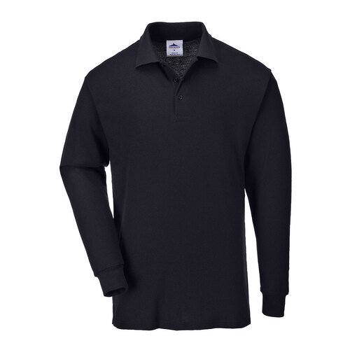 Portwest Genoa Long Sleeved Polo Shirt Colour Black Size L