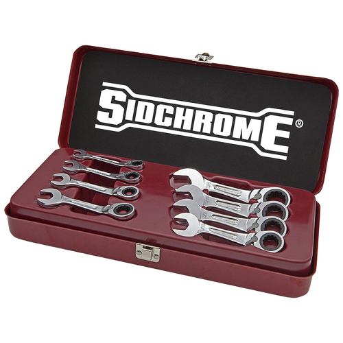 Sidchrome 8 Piece 467 Pro Series Stubby Geared Spanners Set - Imperial SCMT22406N