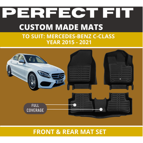 Custom Car Floor Mats for Mercedes-Benz C-Class SedanBlack Floor Mats Full Interior Set
