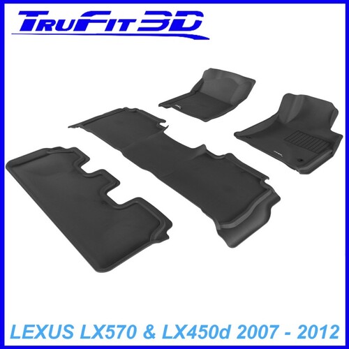 3D Kagu Rubber Mats for Lexus LX570 LX450d 2007-2012 3 Rows Colour Black