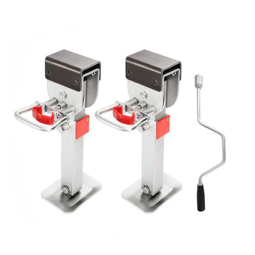 SAN HIMA 2x400mm Drop Down Corner Legs W/Handle Steel Base 1200LBS Caravan Stabilizer Leg