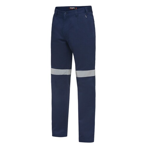 KingGee Mens Reflective Drill Pants Colour Navy Size 77R