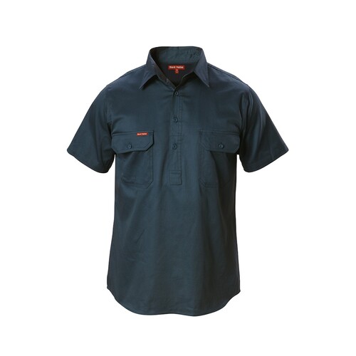 Hard Yakka Foundations Cotton Drill Closed Front Short Sleeve Shirt Colour Green Size S