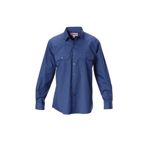 Hard Yakka Foundations Poly Cotton Permanent Press Long Sleeve Shirt Colour Navy Size XS